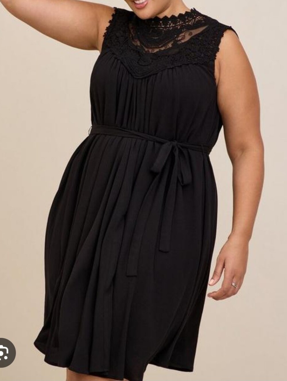 Crochet Lace Topped Torrid Black Crinkle Dres 4 24/26/28 NWT